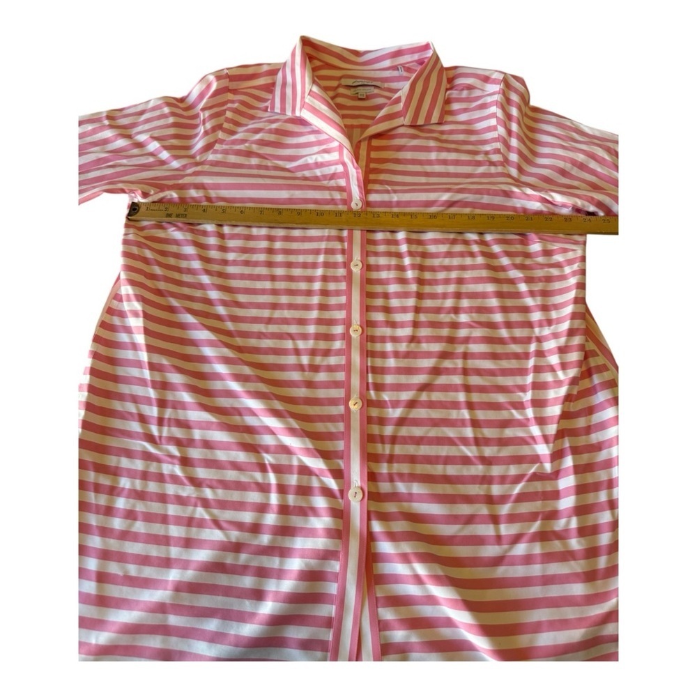 Foxcroft Womens Pink Stripes Non Iron Button Down Shirt Sz 16W Career Wear - Picture 6 of 9